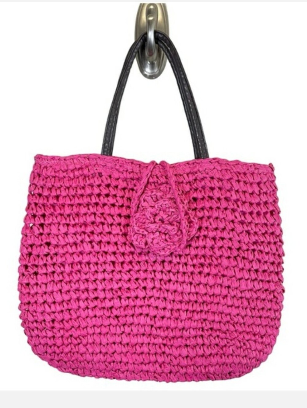 Vintage Neiman Marcus Pink Straw Small Hand Bag
